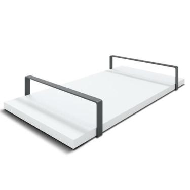 Imagem de Bandeja Decorativa 25x50cm Borda Infinita Branca Com Alça Preta - Lubr