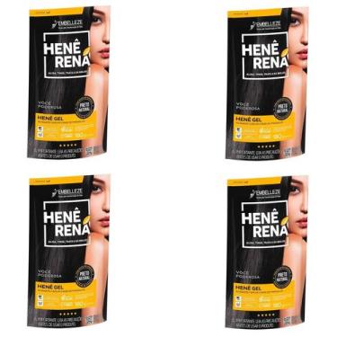 Imagem de Hene em Gel Rená Preto Natural (Preto Medio) 02x180gr Alisa, tinge e D