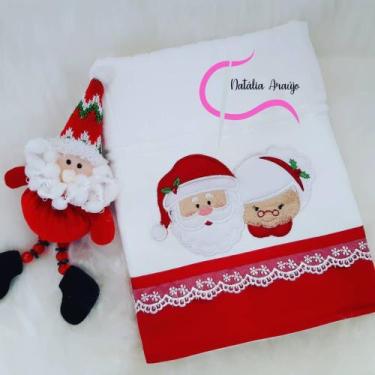 Imagem de Toalha de rosto bordada de Natal - artedanal