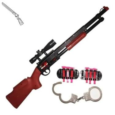 Imagem de Arminha de Brinquedo Pressão Grande lança Dardos + Algema  - M&J VARIE