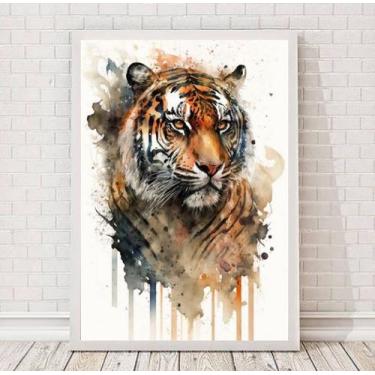 Imagem de Quadro Decorativo Tigre Aquarela 45x34cm - com vidro - Quadros On-line
