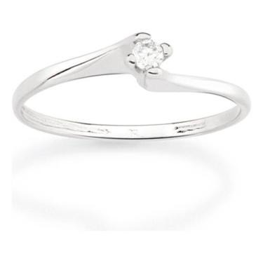 Imagem de Anel Solitário Com Zircônia Folheado Platina Rommanel 310137, Branco, 