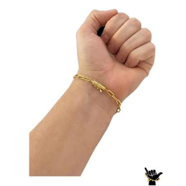 Imagem de Pulseira Cadeado Alongado 5MM - Banhada a ouro 18k - ToJoia18k, 70cm