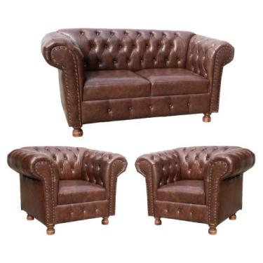 Imagem de Uma Namoradeira + Duas Poltronas Luiz XV - Corano Caramelo - Novo Enca