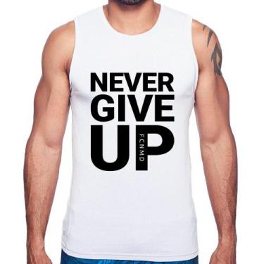Imagem de Regata Never give up - Foca na Moda, Branco, P