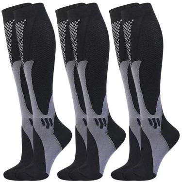 Imagem de Kit 3 pares meias compressão alivia dor pés fascite plantar anti variz