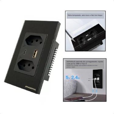 Imagem de Tomada Inteligente Dupla e USB Wi-Fi NovaDigital - Nova Digital, Preto