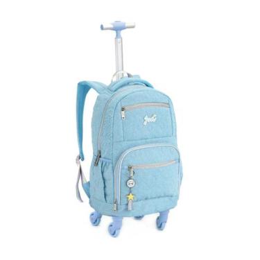 Imagem de Mochila Escolar 2em1 Costas e Rodas Glitter - denlex, Azul