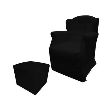 Imagem de Poltrona Cadeira De Amamentação Com Balanço Manu Suede Preto Ms Decor 