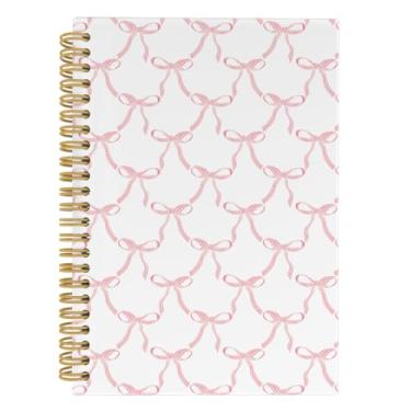 Imagem de ANIANG Caderno de laço rosa preppy, caderno Coquette, material escolar Coquette, moderno, moderno, 14 x 21 cm, 164 páginas, pautado na faculdade, cadernos femininos para escritório, material escolar
