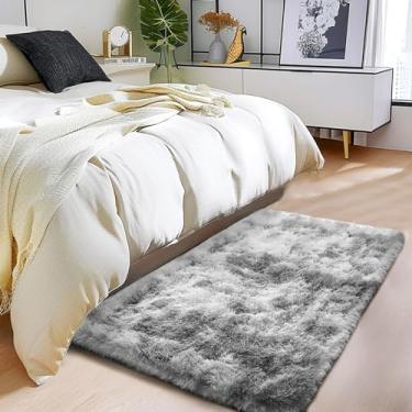 Imagem de Tapete felpudo macio e macio antiderrapante para sala de estar, tapete de pelúcia antiderrapante para sala de estar, pilha de altura tapete de pelúcia de 3,6 cm tingido cinza claro 5,6 cm