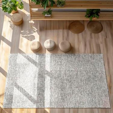 Imagem de Tapete Sisal Sintético Mesclado para Sala e Quarto, 150x200 cm (Palha com Bege)