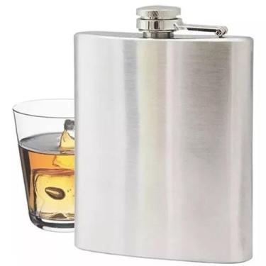 Imagem de Cantil De Bolso 270ml Aço Inox Porta Bebidas Portátil Top de Linha - C