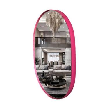 Imagem de Espelho Oval Moderno Decorativo 60x47 cm - j.a, Rosa