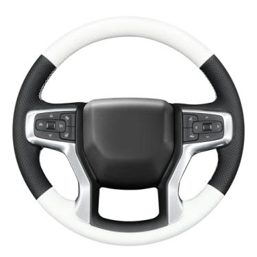 Imagem de MEWANT Capa de volante costurada à mão para Chevrolet (Chevy) Silverado 1500 2019-2024/Silverado 2500 2020-2024/Silverado 3500 2020-2024/Blazer 2019-2024/Suburban 2021-2024/Tahoe 2024/Tahoe 2024/Tahoe