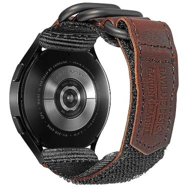 Imagem de DAVILANE Pulseira de relógio compatível com Samsung Galaxy, couro de liberação rápida de 20 mm e nylon para Galaxy Watch 6 Classic 47 mm 43 mm/6 44 mm 40 mm/5 40 mm 44 mm/5 Pro 45 mm etc.