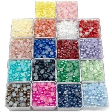 Imagem de Kit 1.800 Meia Pérola ABS 6mm Redonda 18 Cores Artesanato Scrapbooking Lunna Arts