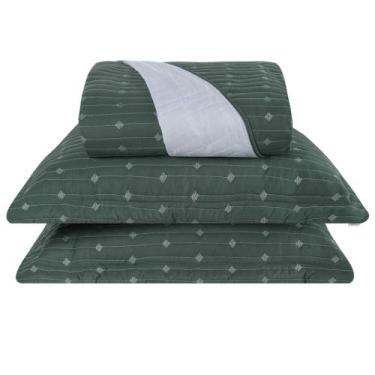 Imagem de Cobre Leito Queen Decor Bordado 200 Fios 3 Peças - Verde - Hipercal 10