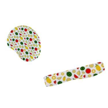 Imagem de Kit Mouse Pad E Apoio Teclado Ergonômico Festa Das Frutas Tropicais