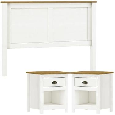 Imagem de Cabeceira Queen e 02 Mesas Cabeceira Madeira Maciça Branco Freijo Milani Store
