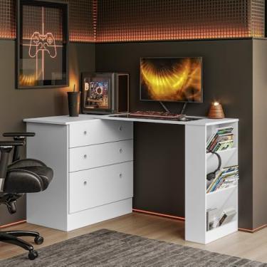 Imagem de Cômoda com Mesa Giratória Gamer Branco Qmovi