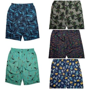 Imagem de O Melhor Kit 5 Bermudas Tactel Infantil Juvenil Menino Verão - Paraíso