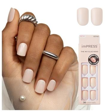 Imagem de KISS Manicure colorida imPRESS, kit de unhas de gel, tecnologia PureFit, comprimento curto, "ponta rosa", manicure de cor sólida sem polimento, inclui almofada de preparação, mini