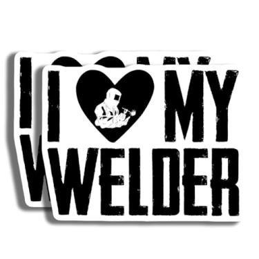 Imagem de Adesivo I Love My Welder - Presente de Entusiasta de Soldagem - Decalque Amante de Soldador - Adesivo de Soldador de Coração - Decoração de Carro Laptop - Design Decorativo Durável para Casa ou