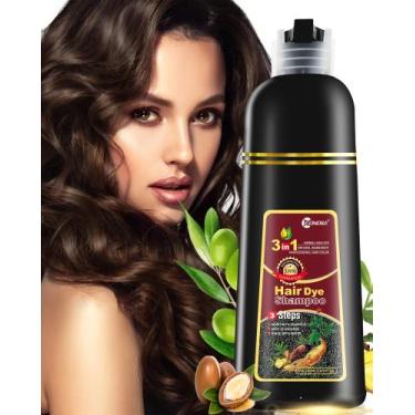 Imagem de Shampoo de tintura de cabelo leorx Instant 3 em 1 500 ml, cor marrom e