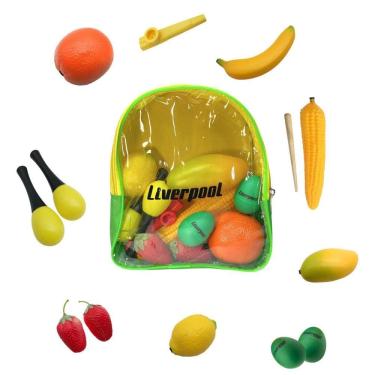 Imagem de Kit Bandinha Musical Infantil Frutas Liverpool 11291 Com Mochila