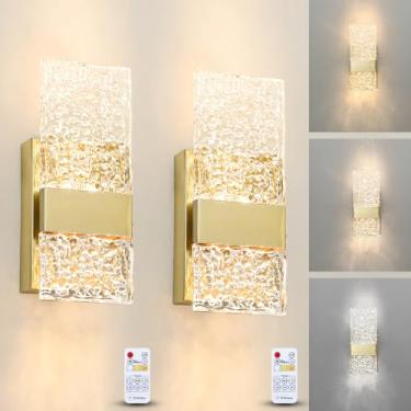 Imagem de Ditoon Conjunto De Duas Arandelas De Parede Operadas Por Bateria Dourada, Arandelas De Parede Led Modernas, Luminária De Banheiro Led Dourada Escovada Recarregável, Arandela De Parede Sem Fio De Acr