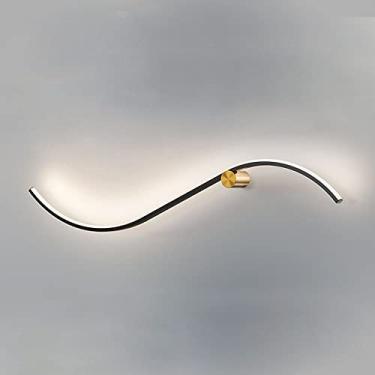 Imagem de Luminária de parede linear minimalista, luminária de parede preta e dourada, faixas de LED, luminárias de iluminação interna para quarto, para sala de estar, decoração de casa, luzes de pare