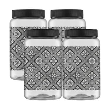 Imagem de 4 Pote Plástico Porta Mantimentos Multiuso Persa 1,45lt (Preto)