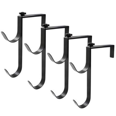 Imagem de Biaungdo Ganchos para postes de piscina, 4 ganchos ajustáveis para cerca de piscina, ganchos de armazenamento para acessórios de piscina (preto)