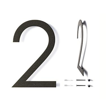 Imagem de Números de casa flutuantes modernos de 30,5 cm (12 polegadas) para exteriores | Números de endereço residencial à prova de ferrugem revestidos em preto | Números de metal