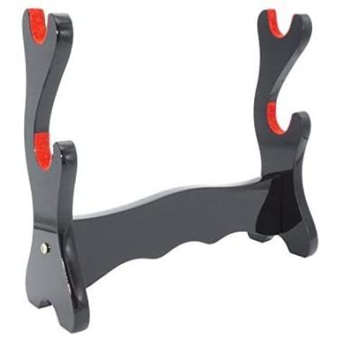 Imagem de Suporte de tela acolchoado de veludo CNLQ com suporte de espada Samurai e espada Katana Wakizashi Tanto (2 camadas)