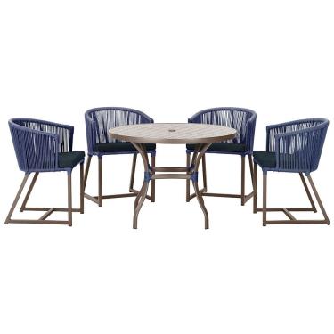 Imagem de Mesa com 4 Cadeiras de Jantar Roma 100cm e Noronha em Aluminío