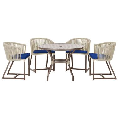 Imagem de Mesa com 4 Cadeiras de Jantar Roma 100cm e Noronha em Aluminío