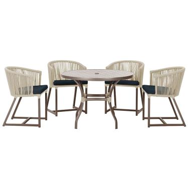 Imagem de Mesa com 4 Cadeiras de Jantar Roma 100cm e Noronha em Aluminío