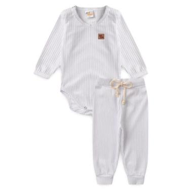 Imagem de Conjunto Body Canelado Menino - Branco - Ame Kids, P