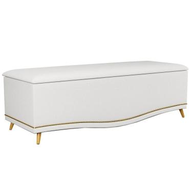 Imagem de Calçadeira Baú Queen 160cm Com Tachas Imperial J02 Sintético Branco - Mpozenato