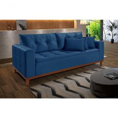 Imagem de Sofá Atenas 1,70 3 Lugares Império Estofados Veludo Azul Marinho 171