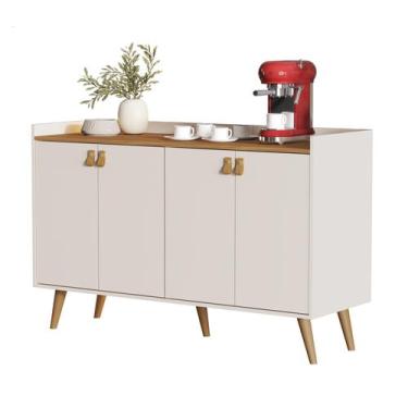 Imagem de Aparador Sala Retrô Pés Palito Em Madeira Maciça - Luana 4 Portas - Co