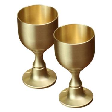 Imagem de Homoyoyo Taça dourada de comunhão: 2 peças mini cálice cálice de latão copo de altar para igreja taças de vinho de latão ritual cálice sagrado taças de vinho oferecendo tigela de água benta para