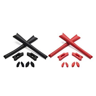 Imagem de Eye Opening Stuff Kits de borracha de substituição para fones de ouvido e nariz compatíveis com óculos de sol Oakley Flak Jacket/Flak Jacket XLJ - preto e vermelho