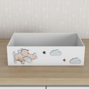 Imagem de Bandeja Kit Higiene Bebê em MDF Quarto Infantil Urso Aviador - Neném n
