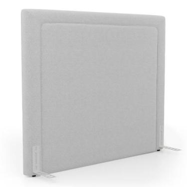 Imagem de Cabeceira Cama Box King Size Alba 195cm com Frame Bouclé Cinza Claro -