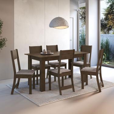 Imagem de Mesa de Jantar 6 Lugares Astana Noce/Linho - Pnr Móveis