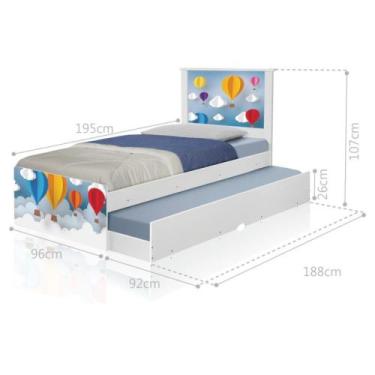 Imagem de Bicama Juvenil com Cabeceira Adesivada Balões - CASA H