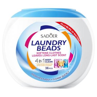 Imagem de SADOER Deep Clean Pods de Detergente para Roupa, Poder Enzimático 10×, Transparente, 12g × 36 unidades